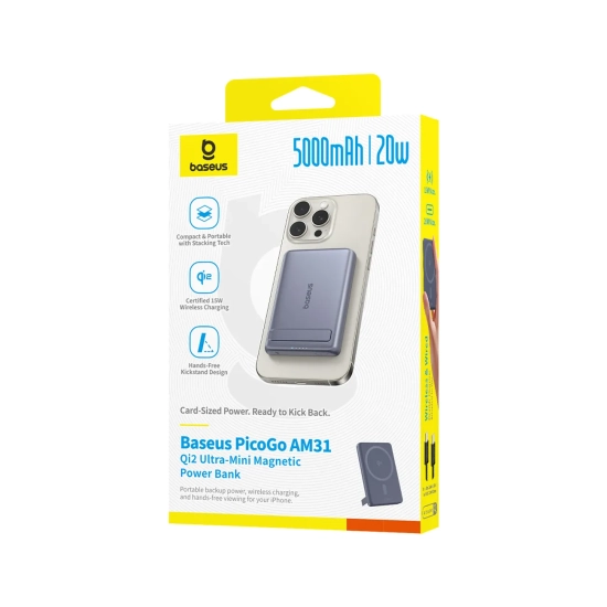 Baseus PicoGo AM31 powerbank 5000 mAh 20 W magnetyczny szary