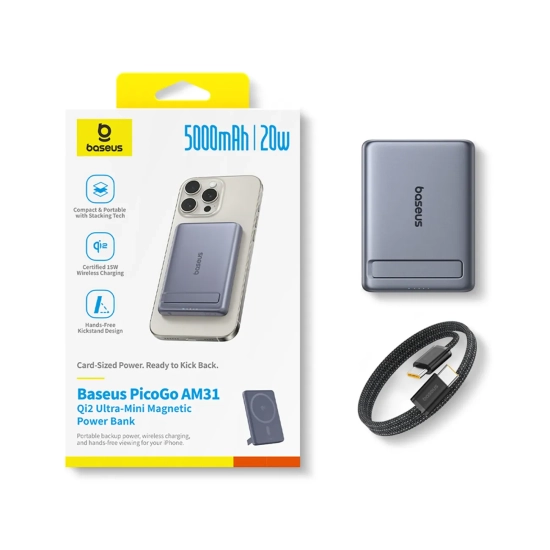 Baseus PicoGo AM31 powerbank 5000 mAh 20 W magnetyczny szary