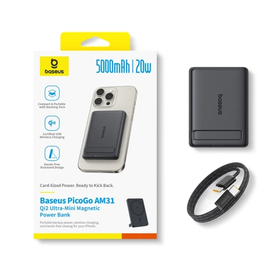 Baseus PicoGo AM31 powerbank 5000 mAh 20 W magnetyczny czarny