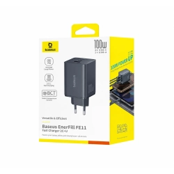 Baseus EnerFill FE11 ładowarka sieciowa 100W 2x USB-C czarna — wariant produktu marki Baseus, kolor czarny, moc do 100W.