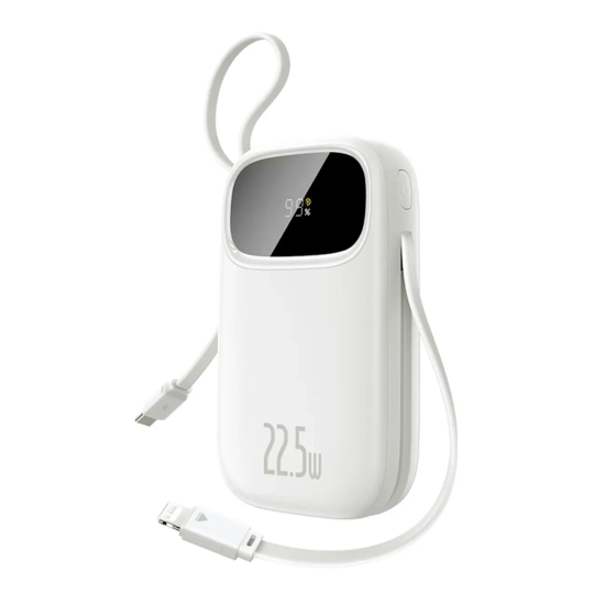 Powerbank 10000mAh z wyświetlaczem wbudowanymi kablami EnerFill FC31 22.5W