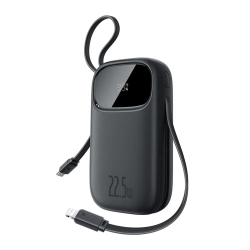 Powerbank 10000mAh 22.5W z wyświetlaczem kablami USB-C iPhone Lightning