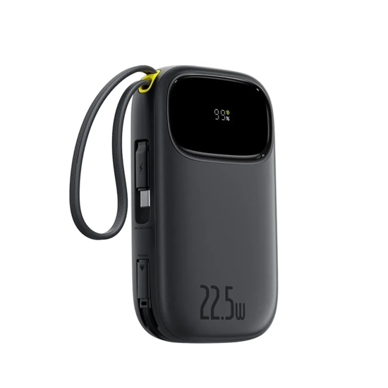Powerbank 10000mAh 22.5W z wyświetlaczem kablami USB-C iPhone Lightning