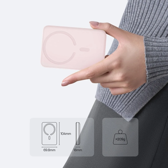 Powerbank indukcyjny 10000mAh 22.5W MagSafe z kablem USB-C 20V/3A 0.3m