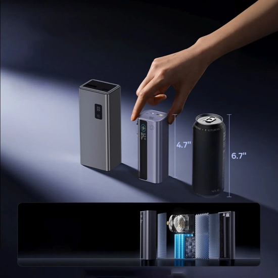 Powerbank 10000mAh EnerGeek GR11 ze zwijanym kablem 100W - szary