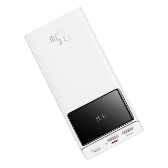 Powerbank 30000mAh 22.5W z kablem USB-A - USB-C 3A 30cm - biały