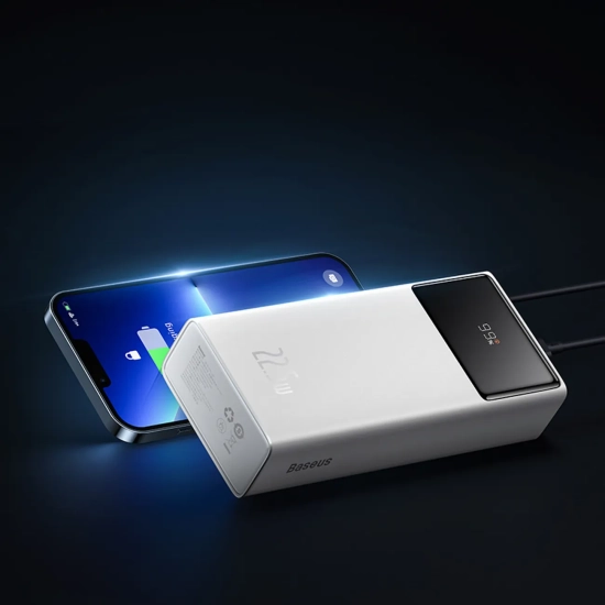 Baseus powerbank 30000 mAh 22.5 W biały