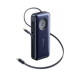 Baseus powerbank 20000mAh 100W zwijany kabel czarny — wariant produktu marki Baseus, kolor czarny, pojemność 20000mAh, m