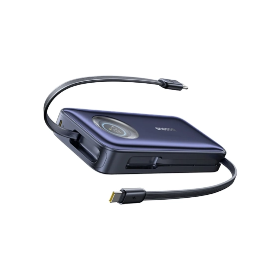 Baseus powerbank 20000 mAh 100 W zwijany kabel czarny