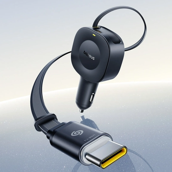 Baseus ładowarka samochodowa 30 W zwijany kabel czarna