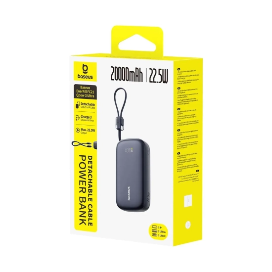 Powerbank 20000mAh 22.5W z wyświetlaczem kablem EnerFill FC21 Qpow 3 Ultra