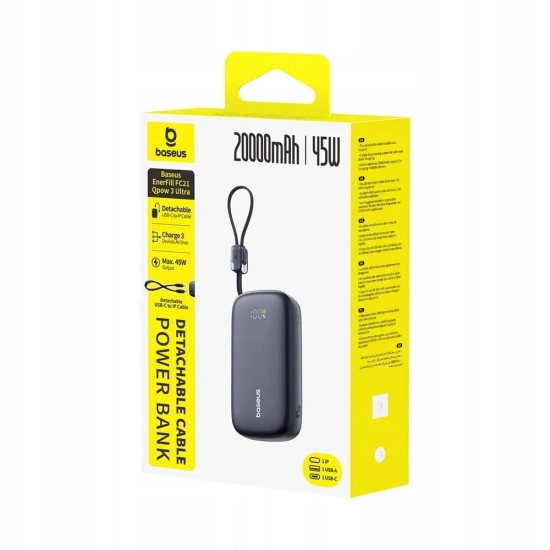 Baseus EnerFill FC21 QPow3 Ultra powerbank 20000 mAh 22.5 W czarny