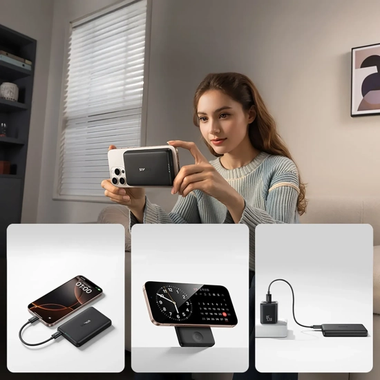 Powerbank 2w1 10000mAh USB-C do iPhona Apple Watch MagSafe 27W z kablem