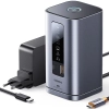 Szara pionowa stacja dokująca Baseus Spacemate RD1 11w1 USB-C z wieloma portami.