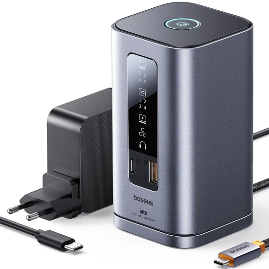 HUB Stacja dokująca 11w1 USB-C HDMI DP USB-A USB-C RJ45 PD mini jack 3.5mm