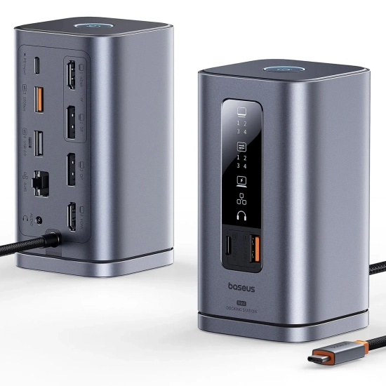 HUB Stacja dokująca 11w1 USB-C HDMI DP USB-A USB-C RJ45 PD mini jack 3.5mm