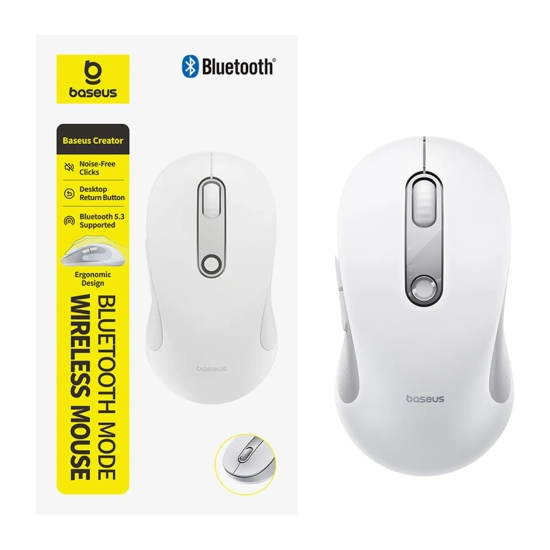 Baseus Mysz Bluetooth F02 ergonomiczna biała