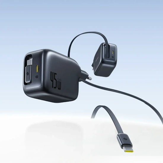 Ładowarka sieciowa USB-C ze zwijanym kablem USB-C EnerCore CJ11 45W
