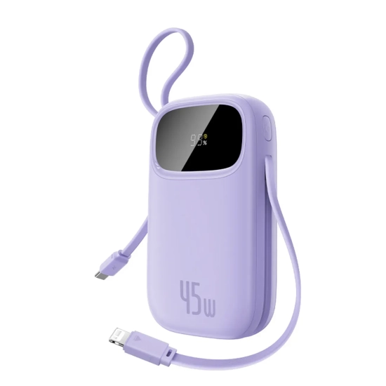 Powerbank 20000mAh 45W z wyświetlaczem kablami USB-C Lightning EnerFill