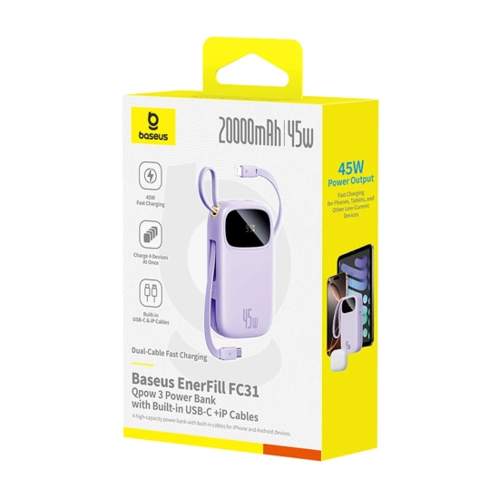Baseus EnerFill FC31 powerbank 20000 mAh 45 W fioletowy
