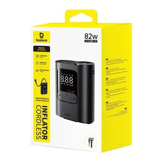 Kompresor bezprzewodowy 3 końcówki 150PSI 26 l/min 82W - czarny