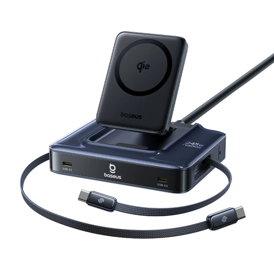 Stacja ładująca Baseus Nomos NH21 245W 6w1 USB-C czarna – zdjęcie główne dokładnego wariantu produktu.
