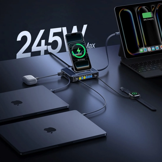 Baseus Stacja ładująca Nomos NH21 245 W 6w1 USB-C czarna