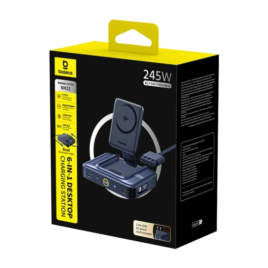 Baseus Stacja ładująca Nomos NH21 245 W 6w1 USB-C czarna