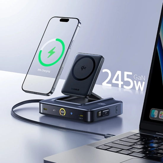 Baseus Stacja ładująca Nomos NH21 245 W 6w1 USB-C czarna