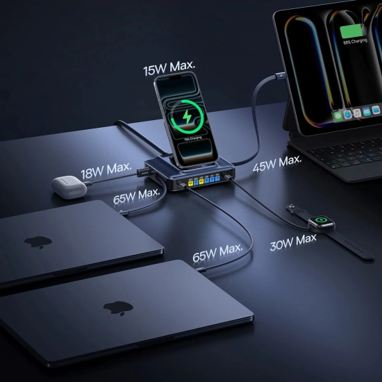 Baseus Stacja ładująca Nomos NH21 245 W 6w1 USB-C czarna