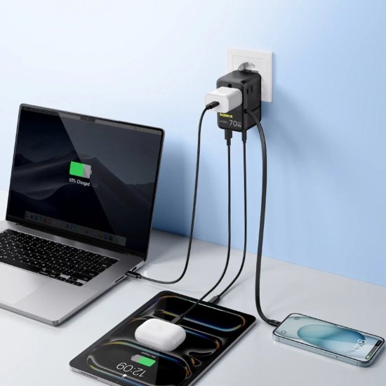 Baseus Adapter podróżny EnerCore CG11 70 W 6w1 czarny