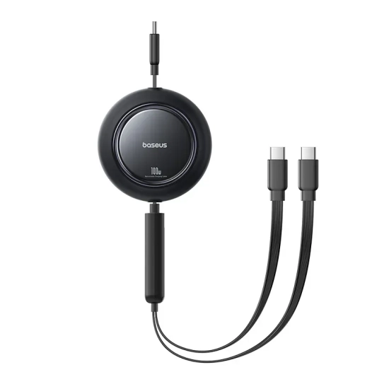 Kabel Baseus Free2Pull 2w1 USB-C 100W 1,2 m czarny
