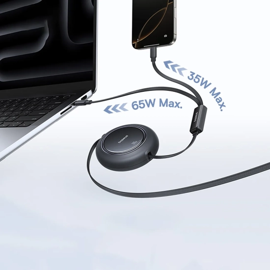 Baseus Free2Pull Mini USB-C – 2× USB-C 100 W 1,2 m czarny