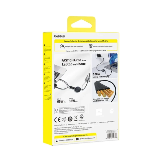 Baseus Free2Pull Mini USB-C – 2× USB-C 100 W 1,2 m czarny