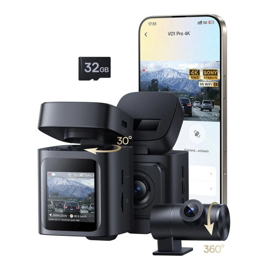 Baseus PrimeTrip VD1 Pro kamera 4K + 1080p Wi-Fi 6 GPS