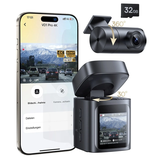 Baseus PrimeTrip VD1 Pro kamera 4K + 1080p Wi-Fi 6 GPS