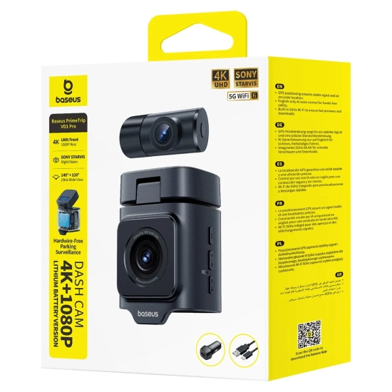 Baseus PrimeTrip VD1 Pro kamera 4K + 1080p Wi-Fi 6 GPS