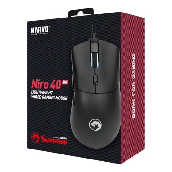 Mysz komputerowa Marvo Niro 40 czarna przewodowa, czarna, 12000 DPI G950 BK