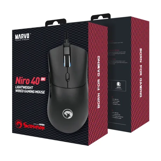 Mysz komputerowa Marvo Niro 40 czarna przewodowa, czarna, 12000 DPI G950 BK