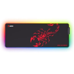 Podkładka pod mysz Marvo RGB, SCORP XL, czarna, 800 × 300 mm, 4 mm, Hub USB