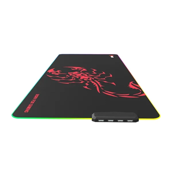 Podkładka pod mysz Marvo RGB, SCORP XL, czarna, 800 × 300 mm, 4 mm, Hub USB