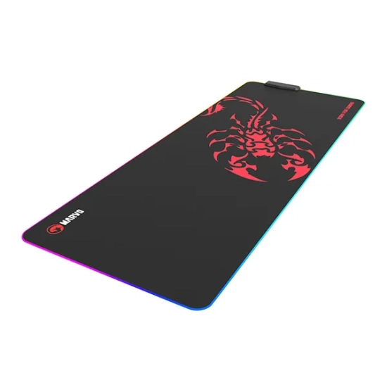 Podkładka pod mysz Marvo RGB, SCORP XL, czarna, 800 × 300 mm, 4 mm, Hub USB