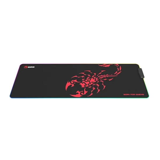Podkładka pod mysz Marvo RGB, SCORP XL, czarna, 800 × 300 mm, 4 mm, Hub USB
