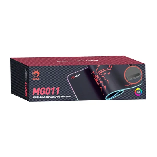 Podkładka pod mysz Marvo RGB, SCORP XL, czarna, 800 × 300 mm, 4 mm, Hub USB