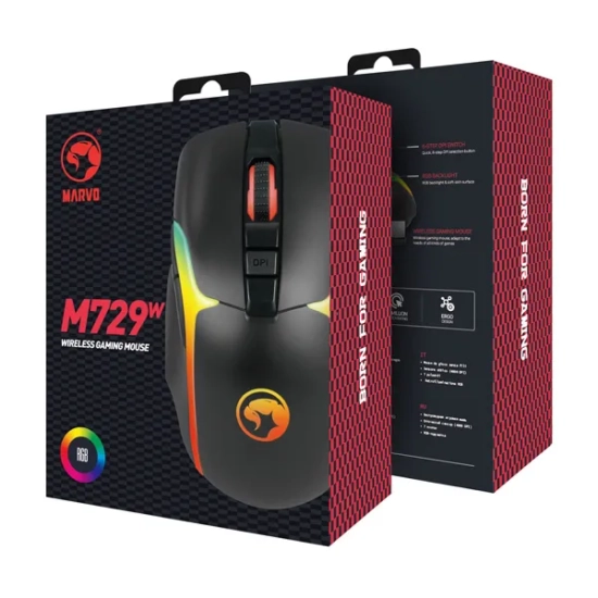 Mysz komputerowa Marvo bezprzewodowa, czarna, 8000 DPI M729W PRO