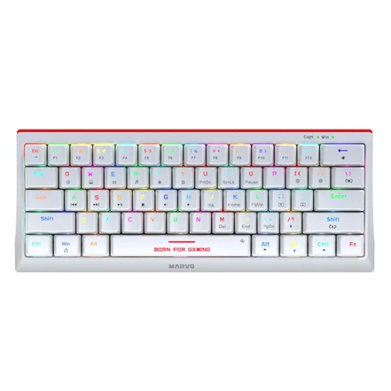 Klawiatura Marvo HECATE 61R przewodowa (USB) US, biała mechaniczna