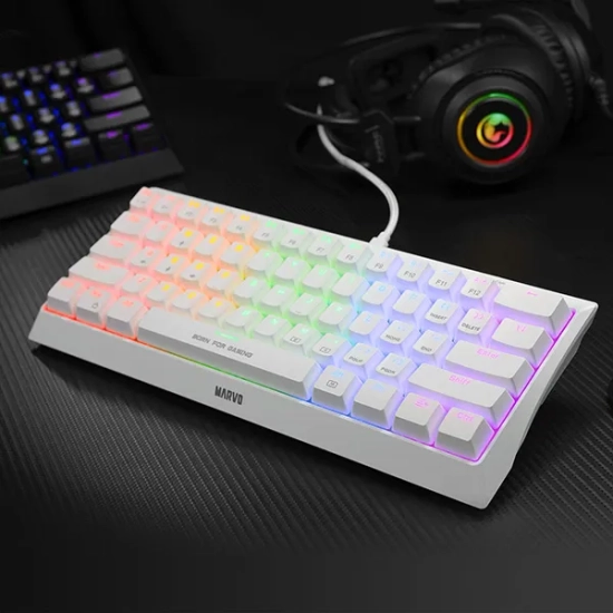 Klawiatura Marvo HECATE 61R przewodowa (USB) US, biała mechaniczna