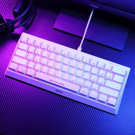 Klawiatura Marvo HECATE 61R przewodowa (USB) US, biała mechaniczna