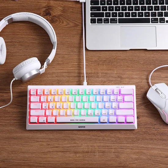 Klawiatura Marvo HECATE 61R przewodowa (USB) US, biała mechaniczna