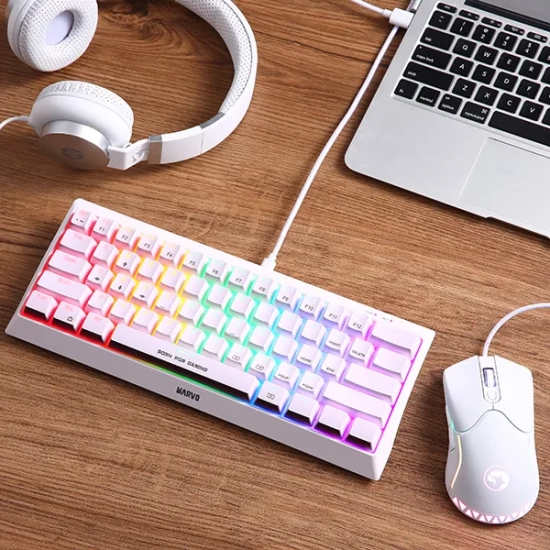 Klawiatura Marvo HECATE 61R przewodowa (USB) US, biała mechaniczna